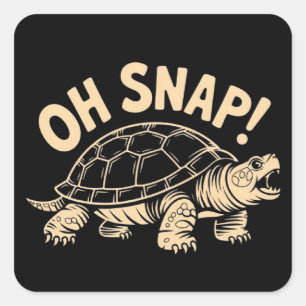 Oh Snap Funny Sarcastic Snapping Turtle Joke  Square Sticker