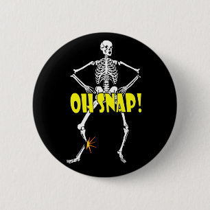 Oh Snap, Funny Skeleton Halloween 6 Cm Round Badge