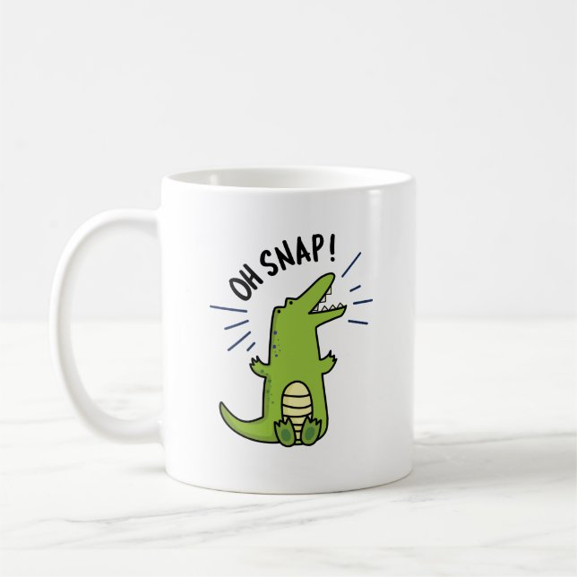 Oh Snap Funny Snapping Crocodile Pun  Coffee Mug (Left)