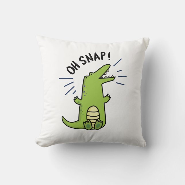 Oh Snap Funny Snapping Crocodile Pun  Cushion (Front)