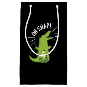 Oh Snap Funny Snapping Crocodile Pun Dark BG Small Gift Bag