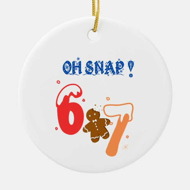 Oh Snap Gingerbread 67 Ceramic Tree Decoration (Front)