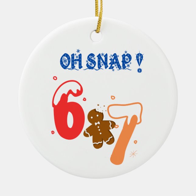 Oh Snap Gingerbread 67 Ceramic Tree Decoration (Front)
