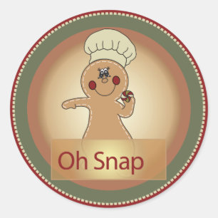 Oh Snap Gingerbread Christmas Classic Round Sticker