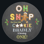 Oh Snap! Gingerbread Cookie Any Age Birthday Classic Round Sticker<br><div class="desc">Celebrate in style with these trendy birthday stickers. The design is easy to personalise with your own wording and your family and friends will be thrilled when they see these fabulous stickers.</div>