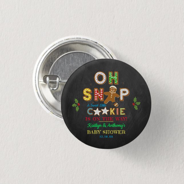 Oh Snap! Gingerbread Cookie Baby Shower 3 Cm Round Badge (Front & Back)