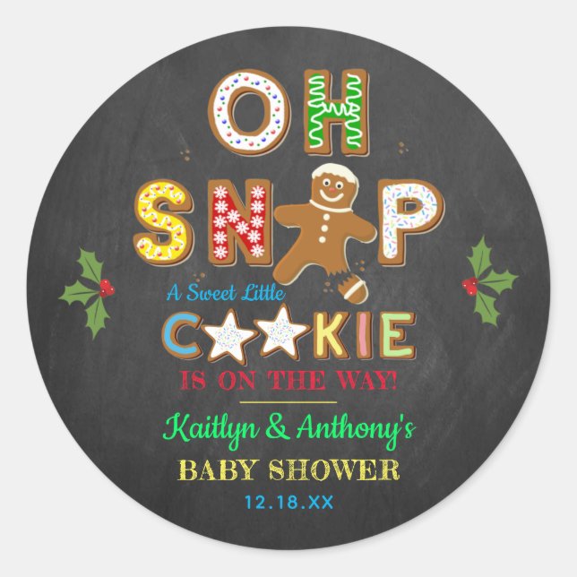 Oh Snap! Gingerbread Cookie Baby Shower Classic Round Sticker (Front)