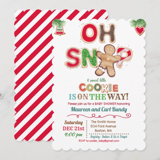 Oh Snap Gingerbread Cookie Baby Shower Invitation (Front/Back)