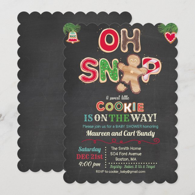 Oh Snap Gingerbread Cookie Baby Shower Invitation (Front/Back)