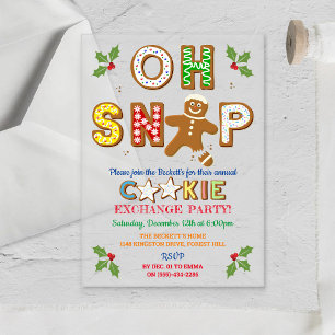 Oh Snap! Gingerbread Cookie Exchange Holiday Party Acrylic Invitations