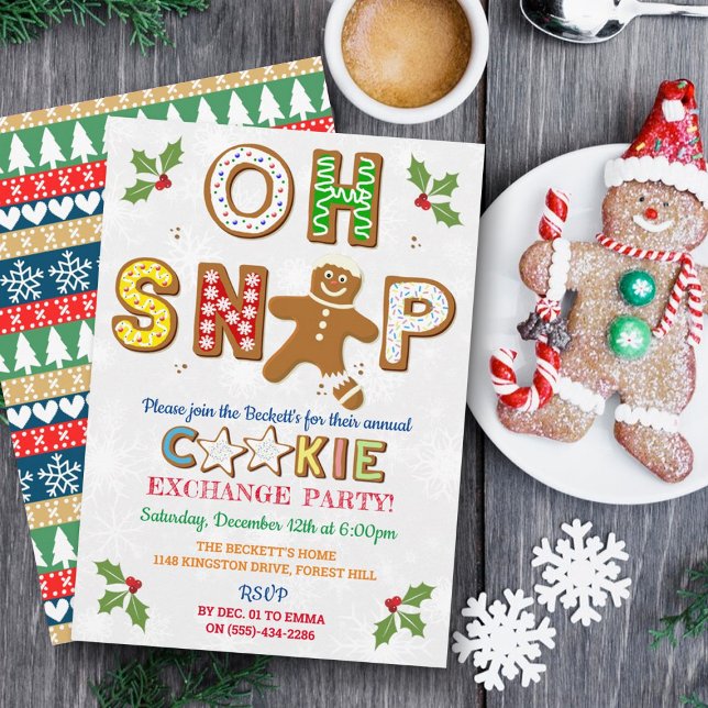 Oh Snap! Gingerbread Cookie Exchange Holiday Party Invitation (Creator Uploaded)