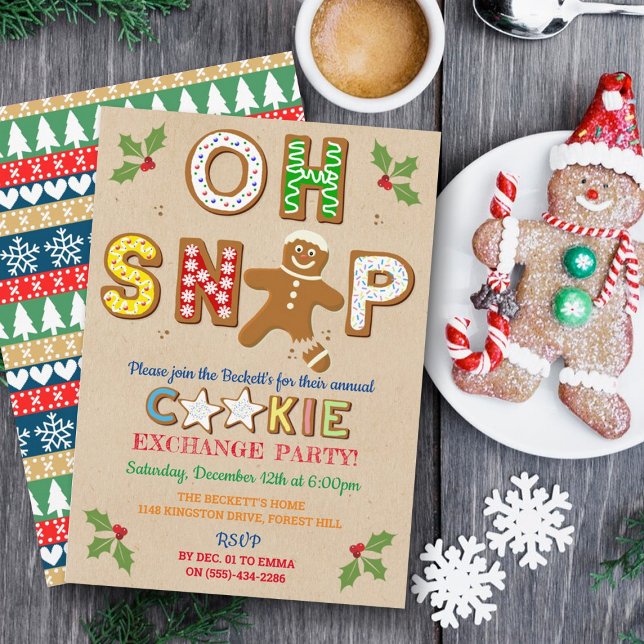 Oh Snap! Gingerbread Cookie Exchange Holiday Party Invitation (Creator Uploaded)