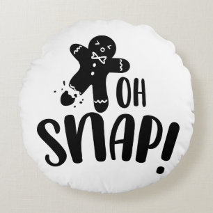 Oh Snap Gingerbread Cookie Xmas Round Cushion