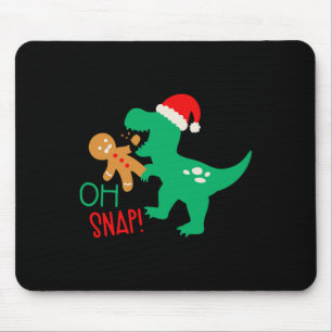 Oh Snap Gingerbread Dinosaur Santa Christmas Funny Mouse Mat