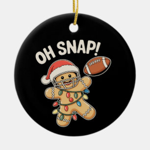 Oh Snap Gingerbread Football Christmas Xmas Sports Ceramic Tree Decoration