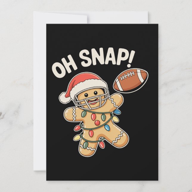 Oh Snap Gingerbread Football Christmas Xmas Sports Holiday Card (Front)