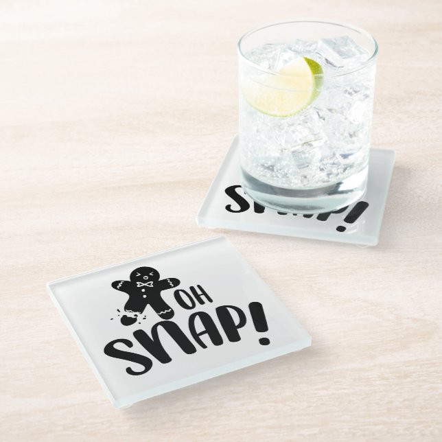 Oh Snap Gingerbread Glass Coaster (Angled)