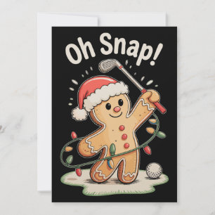 Oh Snap Gingerbread Golf Golfer Golfing Christmas Holiday Card