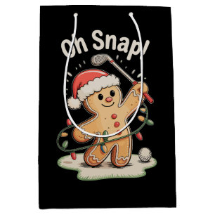 Oh Snap Gingerbread Golf Golfer Golfing Christmas Medium Gift Bag