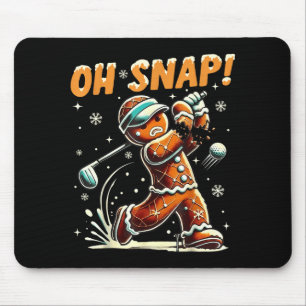 Oh Snap Gingerbread Golfer Golf Christmas Golfing Mouse Mat