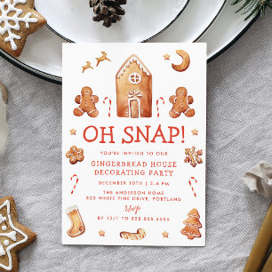 Oh Snap Gingerbread House Decorating Party Invitation