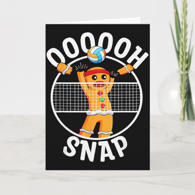 Oh Snap Gingerbread Man Blocker Christmas Volleyba Card (Front)