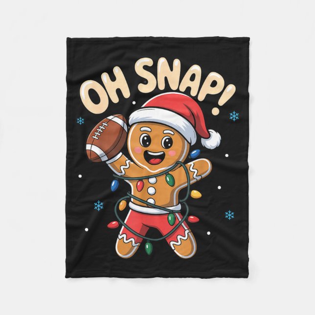 Oh Snap Gingerbread Man Christmas Football Kids Bo Fleece Blanket (Front)