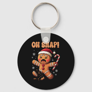Oh Snap Gingerbread Man Christmas Funny Cookie Bak Key Ring
