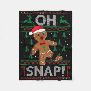 Oh Snap Gingerbread Man Christmas Funny Cookie Byk Fleece Blanket