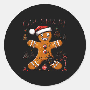 Oh Snap Gingerbread Man Christmas Funny Cookie Ugl Classic Round Sticker