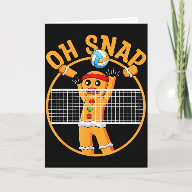 Oh Snap Gingerbread Man Christmas Volleyball  Card (Front)