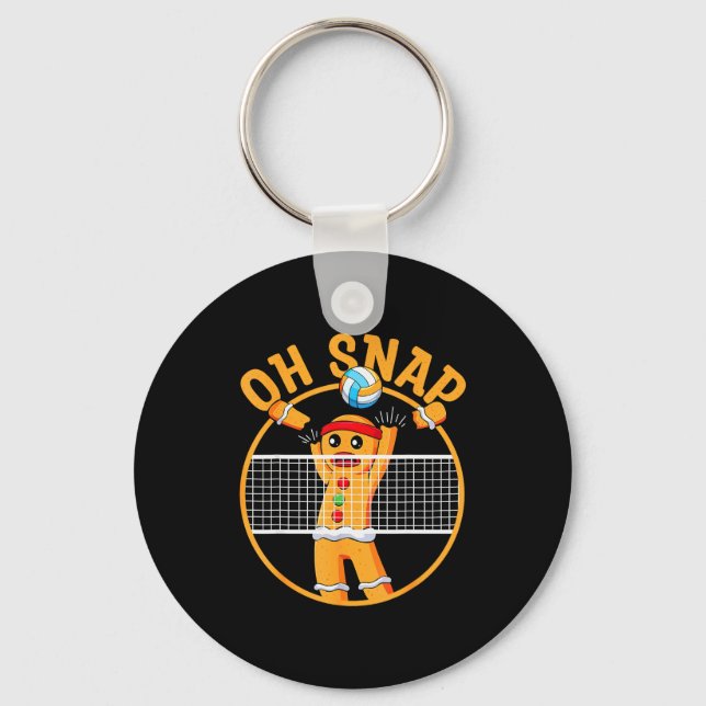Oh Snap Gingerbread Man Christmas Volleyball  Key Ring (Front)