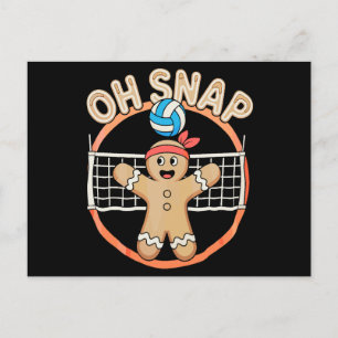 Oh Snap Gingerbread Man Christmas Volleyball Xmas Holiday Postcard
