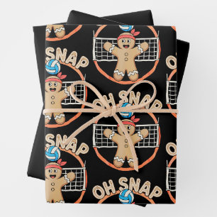Oh Snap Gingerbread Man Christmas Volleyball Xmas Wrapping Paper Sheet