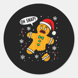 Oh Snap Gingerbread Man Christmas Xmas Cookie Baki Classic Round Sticker