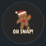 Oh snap gingerbread man cookie broken leg classic round sticker<br><div class="desc">Christmas humour,  pun; funny Christmas gift for people with a sense of humour and who love gingerbread.</div>