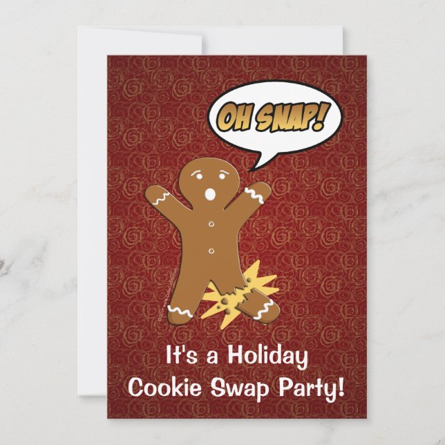 Oh Snap! Gingerbread Man Cookie Custom Invitations (Front)