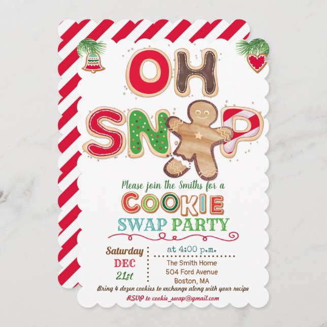 Oh Snap Gingerbread Man Cookie Exchange Invitation (Front/Back)