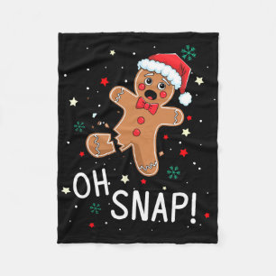 Oh Snap Gingerbread Man Cute Christmas Cookie King Fleece Blanket