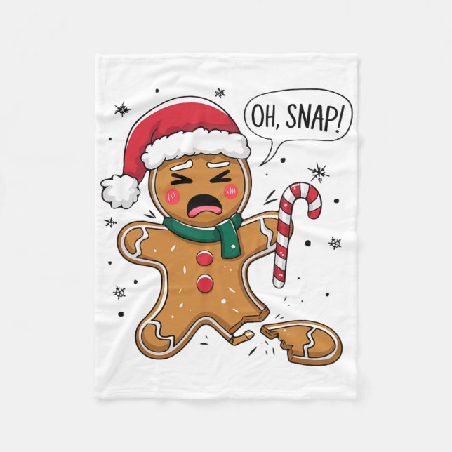 Oh Snap Gingerbread Man Cute Christmas Cookie King Fleece Blanket (Front)
