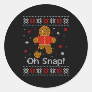 Oh Snap Gingerbread Man Cute Christmas Cookie Ugly Classic Round Sticker