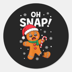 Oh Snap Gingerbread Man For Adult Kids Men Women C Classic Round Sticker