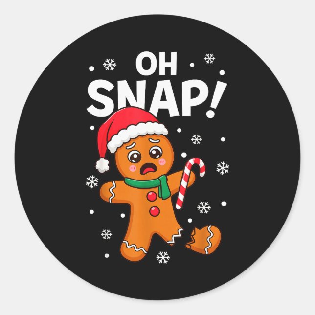 Oh Snap Gingerbread Man For Adult Kids Men Women C Classic Round Sticker (Front)