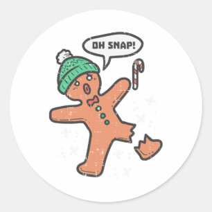 Oh Snap Gingerbread Man Fun Christmas Xmas Men Wom Classic Round Sticker