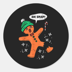 Oh Snap Gingerbread Man Funny Christmas Xmas Men W Classic Round Sticker