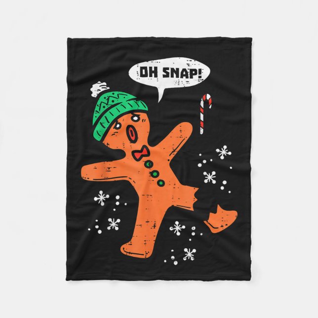 Oh Snap Gingerbread Man Funny Christmas Xmas Men W Fleece Blanket (Front)