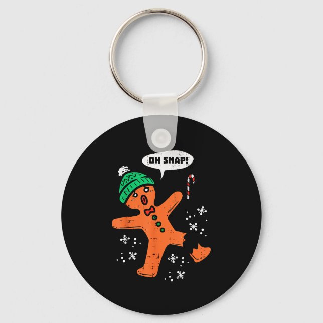Oh Snap Gingerbread Man Funny Christmas Xmas Men W Key Ring (Front)