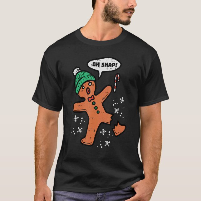 Oh Snap Gingerbread Man Funny Christmas Xmas Men W T-Shirt (Front)