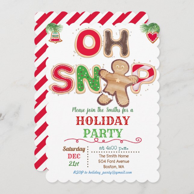 Oh Snap Gingerbread Man Holiday Party Invitation (Front/Back)
