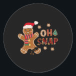 Oh Snap Gingerbread Man Merry Christmas Xmas Pajam Classic Round Sticker<br><div class="desc">Oh Snap Gingerbread Man Merry Christmas Xmas Pyjamas Holiday</div>